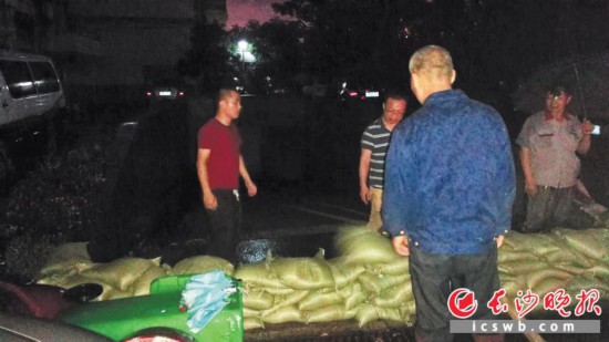 →岳麓区梅溪湖街道组织人员在阳明山庄社区进行抢险。 长沙晚报通讯员 路梅 摄